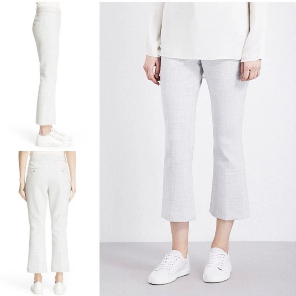 Theory Erstina Pioneer Crop Flare Trouser Pants 0 Grey Coastal Work Spring Chic